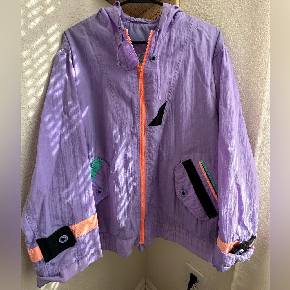 80’s style purple, zip up, wind breaker. Medium